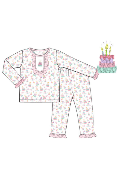 The Smocked Flamingo Apparel & Accessories Pre-Order French Knot Happy Birthday Long Sleeve Pajamas