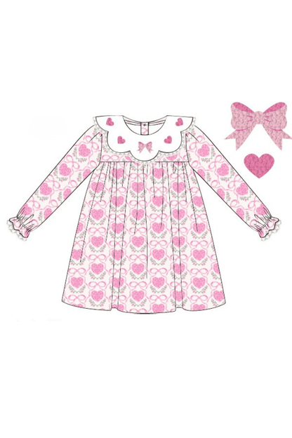 The Smocked Flamingo Apparel & Accessories Pre-Order French Knot Heart and Bow Dress