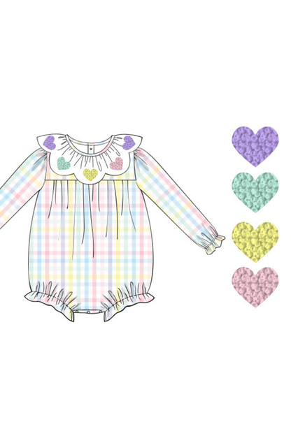 The Smocked Flamingo Apparel & Accessories Pre-Order French Knot Heart Pastel Plaid Bubble