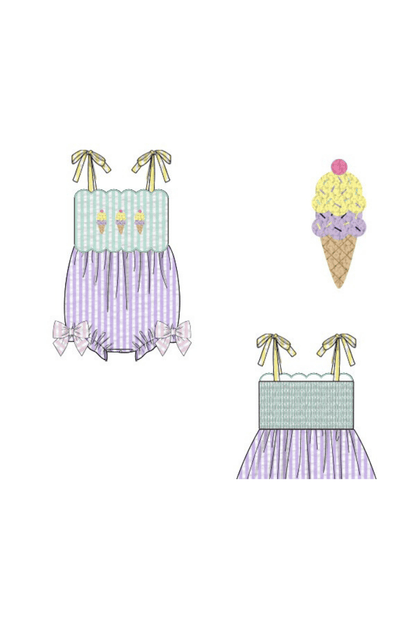 The Smocked Flamingo Apparel & Accessories Pre-Order French Knot Ice Cream Seersucker Bubble