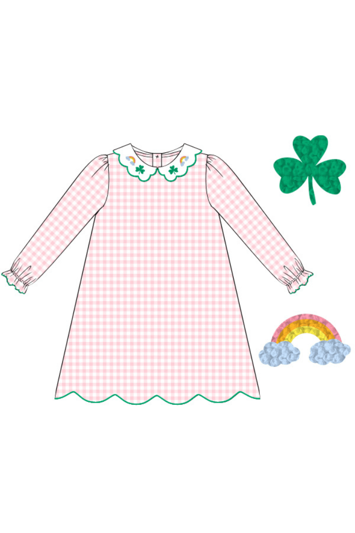 The Smocked Flamingo Apparel & Accessories Pre-Order French Knot Lucky Charm Pink Gingham Dress