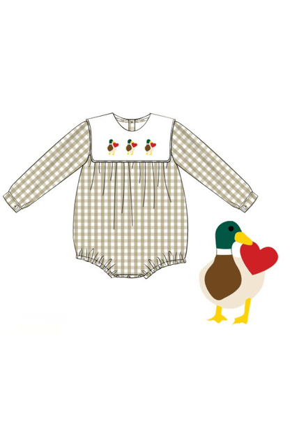The Smocked Flamingo Apparel & Accessories Pre-Order French Knot Mallard Heart Gingham Bubble