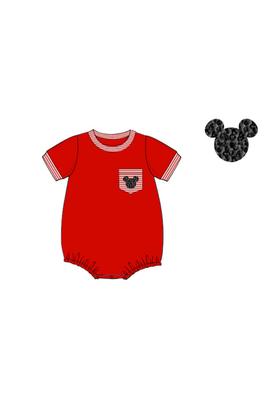 The Smocked Flamingo Apparel & Accessories Pre-Order French Knot Mouse Red/Stripe Knit Bubble