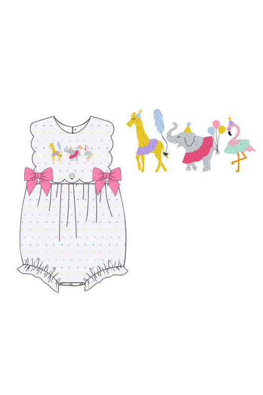 The Smocked Flamingo Apparel & Accessories Pre-Order French Knot Party Animal Swiss Dot Bow Bubble