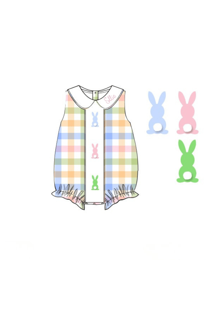 The Smocked Flamingo Apparel & Accessories Pre-Order French Knot Pastel Peeps Buffalo Check Bubble