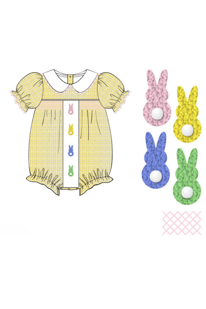 The Smocked Flamingo Apparel & Accessories Pre-Order French Knot Peep Yellow Swiss Dot Bubble