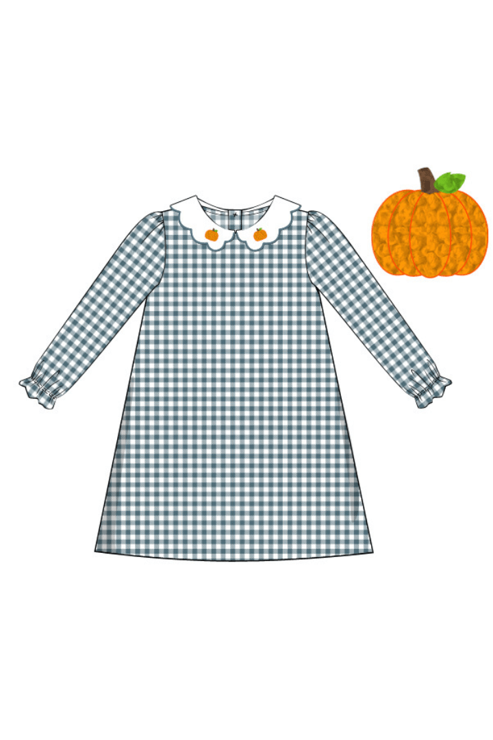 The Smocked Flamingo Apparel & Accessories Pre-Order French Knot Peter Pan Color Stone Gingham Dress