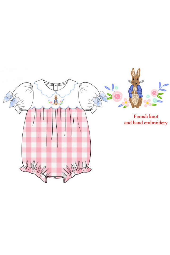 The Smocked Flamingo Apparel & Accessories Pre-Order French Knot Peter Rabbit Gingham Bubble