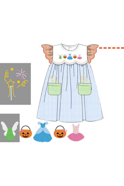 The Smocked Flamingo Apparel & Accessories Pre-Order French Knot Pumpkins, Pixies & Princesses Dress