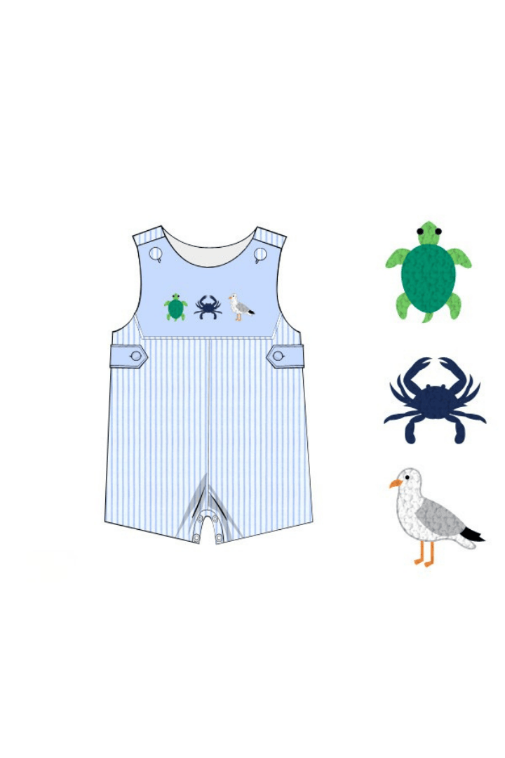 The Smocked Flamingo Apparel & Accessories Pre-Order French Knot Sea Island Blue Stripe Jon Jon