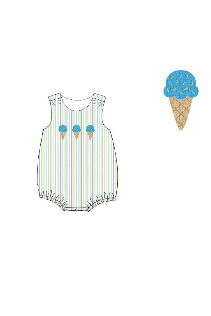 The Smocked Flamingo Apparel & Accessories Pre-Order French Knot Seersucker Stripe Bubble