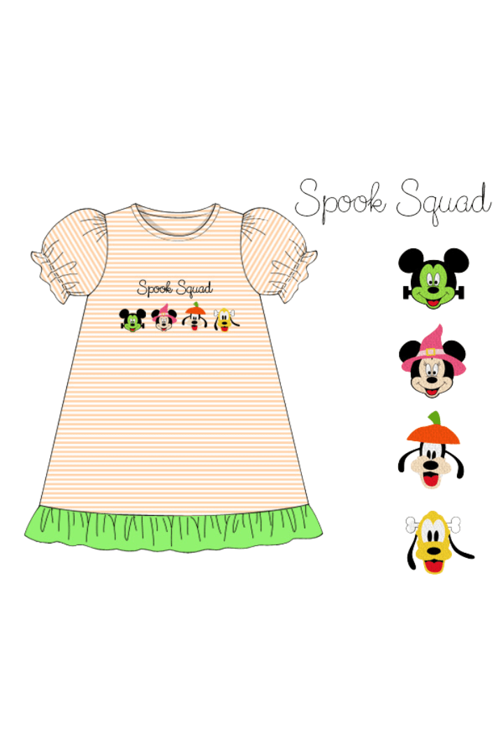 The Smocked Flamingo Apparel & Accessories Pre-Order French Knot Spook Squad Ruffle Dress