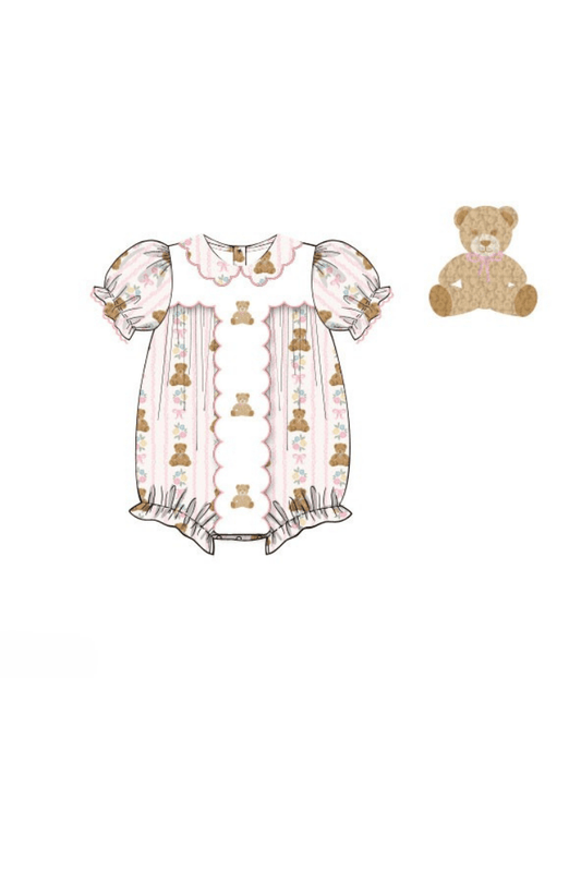 The Smocked Flamingo Apparel & Accessories Pre-Order French Knot Sweet Teddy Bear Bubble