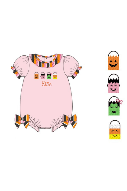 The Smocked Flamingo Apparel & Accessories Pre-Order French Knot Trick or Treat Pals Ruffle Bubble