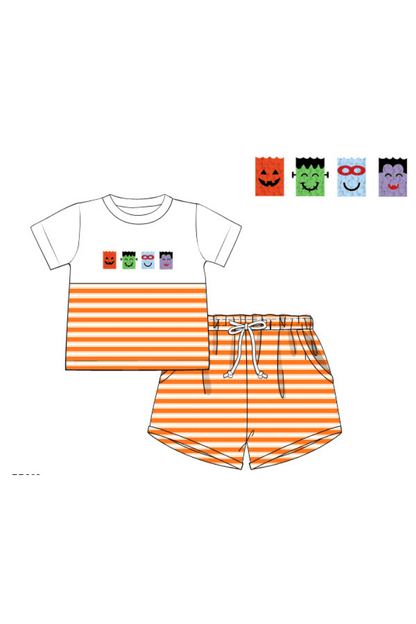 The Smocked Flamingo Apparel & Accessories Pre-Order French Knot Trick or Treat Pals Short Set