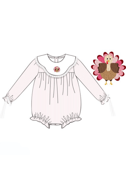 The Smocked Flamingo Apparel & Accessories Pre-Order French Knot Turkey Pink Stripe Bubble