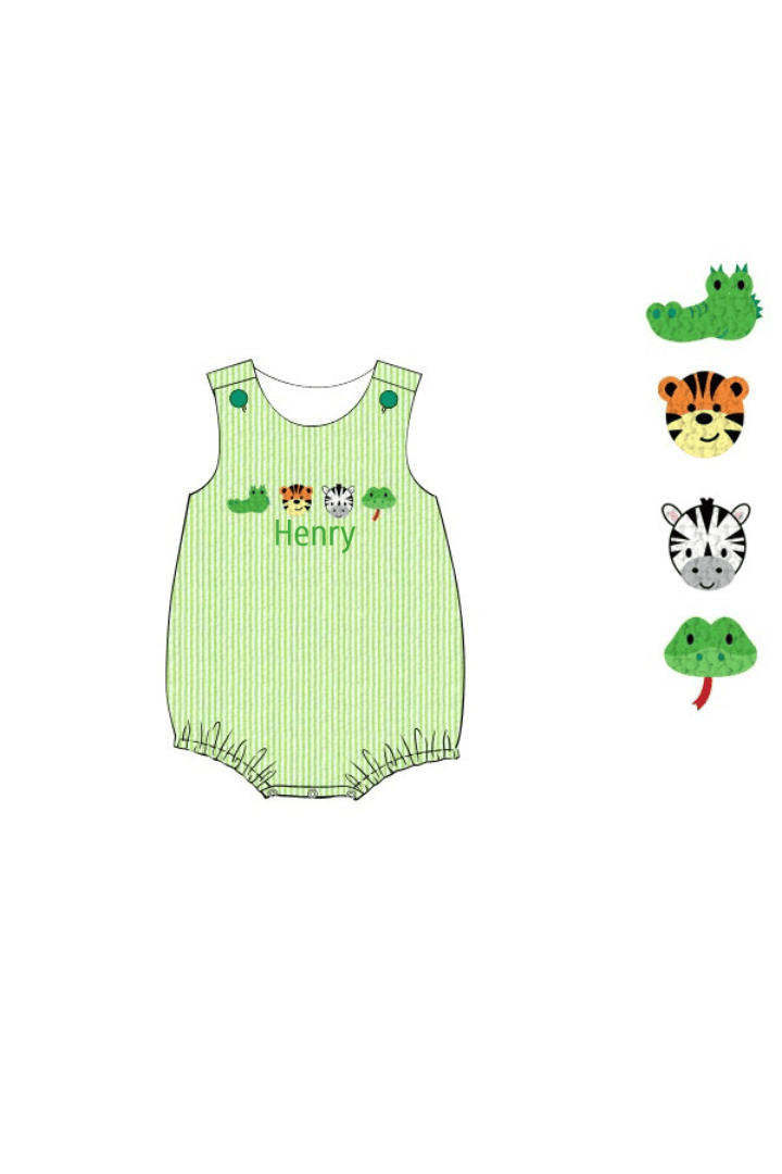 The Smocked Flamingo Apparel & Accessories Pre-Order French Knot Zoo Friends Seersucker Bubble