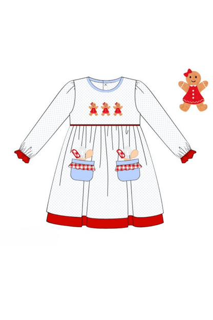 The Smocked Flamingo Apparel & Accessories Pre-Order Gingerbread Cookies Dress