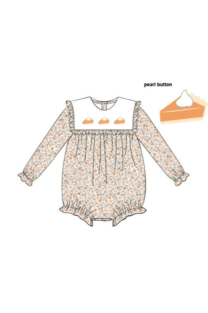 The Smocked Flamingo Apparel & Accessories Pre-Order Hand Embroidered Floral Pumpkin Pie Ruffle Bubble