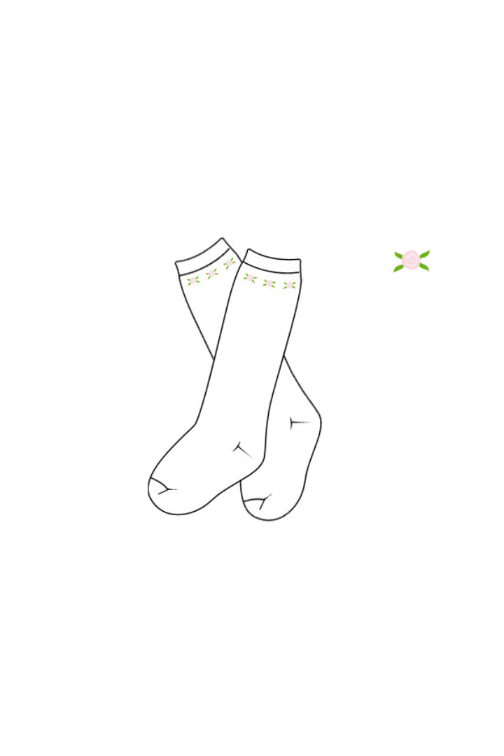 The Smocked Flamingo Apparel & Accessories Pre-Order Hand Embroidered Rosette Socks