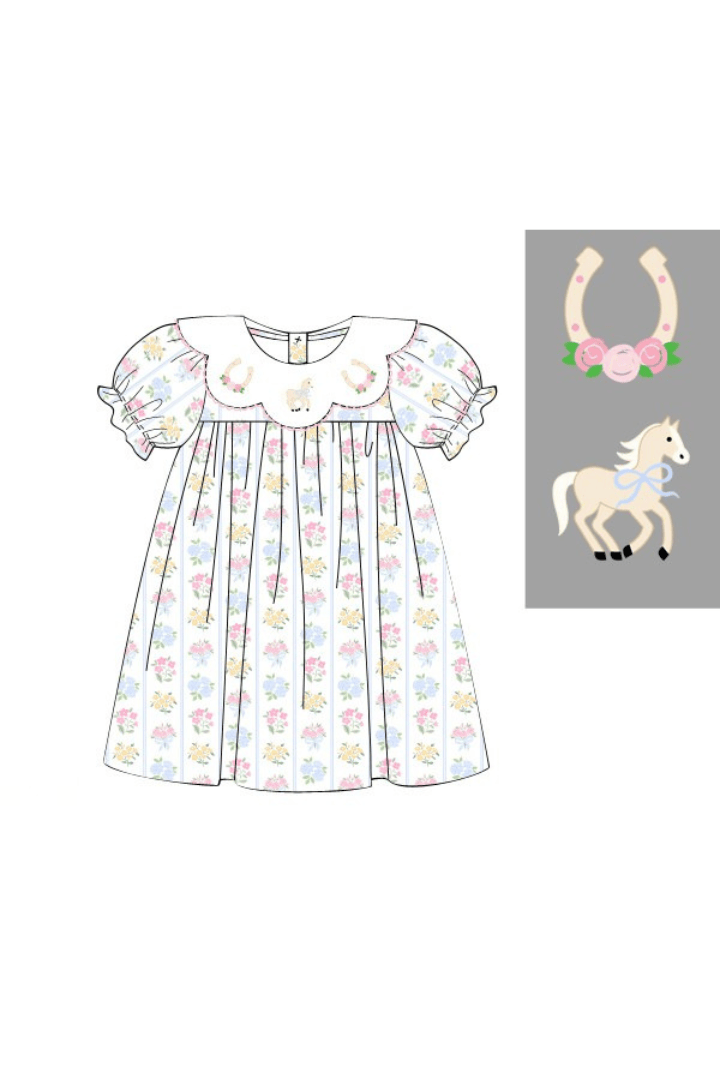 The Smocked Flamingo Apparel & Accessories Pre-Order Hand Embroidered Run For The Roses Dress
