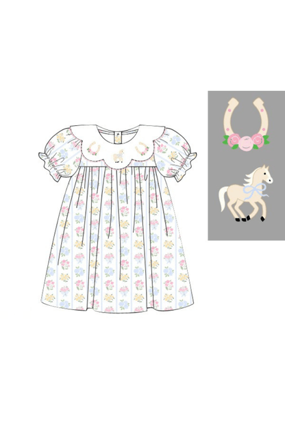 The Smocked Flamingo Apparel & Accessories Pre-Order Hand Embroidered Run For The Roses Dress