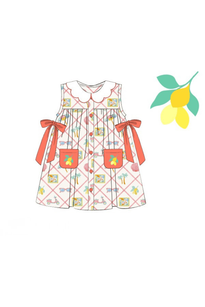 The Smocked Flamingo Apparel & Accessories Pre-Order Hand Embroidered Seaside Charm Bow Dress
