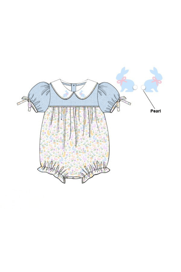 The Smocked Flamingo Apparel & Accessories Pre-Order Hand Embroidered Sweet Bunny Pearl Bubble