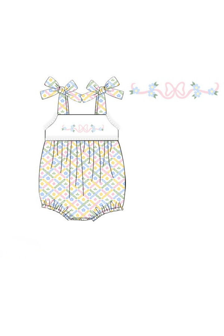 The Smocked Flamingo Apparel & Accessories Pre-Order Hand Embroidered Sweet Colorful Floral Bubble