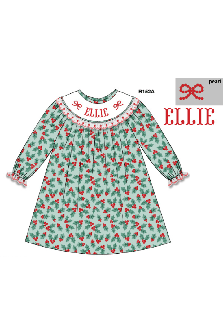 The Smocked Flamingo Apparel & Accessories Pre-Order Hand Smocked Custom Name Holly Honeycomb Dress