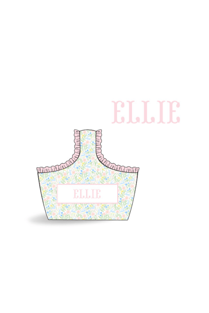 The Smocked Flamingo Apparel & Accessories Pre-Order Hand Smocked Custom Name Pastel Easter Floral Basket