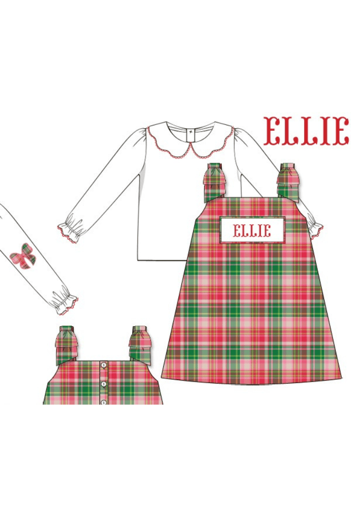 The Smocked Flamingo Apparel & Accessories Pre-Order Hand Smocked Custom Name Pink Plaid Corduroy 2Pc Dress