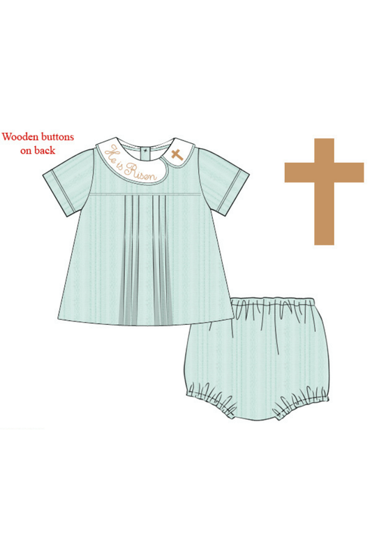 The Smocked Flamingo Apparel & Accessories Pre-Order He Is Risen Diaper Set