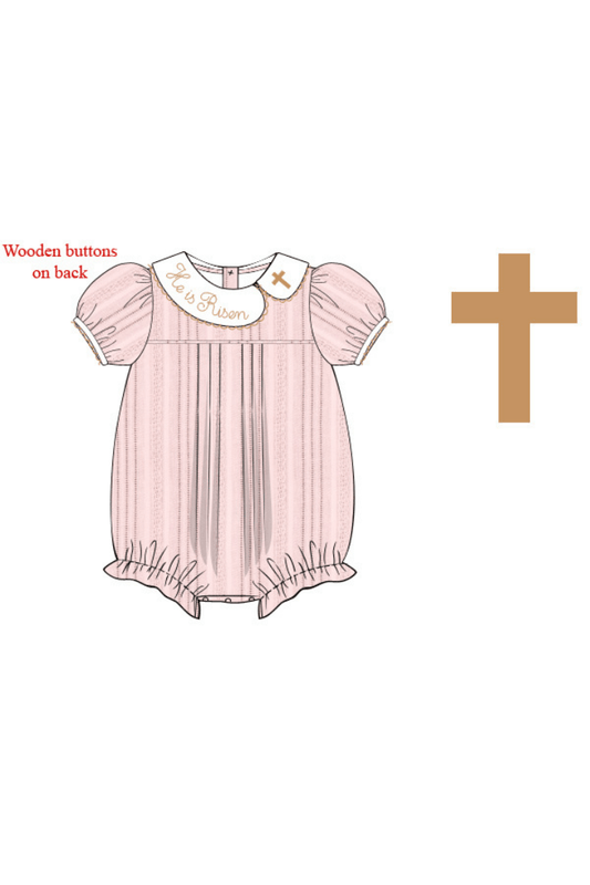 The Smocked Flamingo Apparel & Accessories Pre-Order He Is Risen Pink Linen Bubble