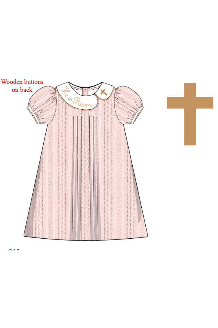 The Smocked Flamingo Apparel & Accessories Pre-Order He Is Risen Pink Linen Dress