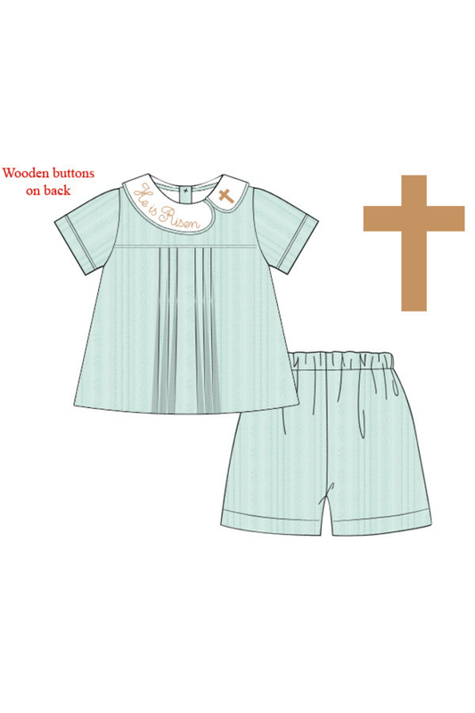 The Smocked Flamingo Apparel & Accessories Pre-Order He Is Risen Short Set