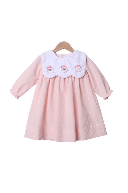 The Smocked Flamingo Apparel & Accessories Pre-Order Interchangeable Turkey/Santa Pink Windowpane Romper Dress