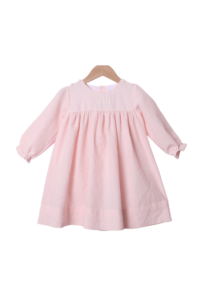 The Smocked Flamingo Apparel & Accessories Pre-Order Interchangeable Turkey/Santa Pink Windowpane Romper Dress