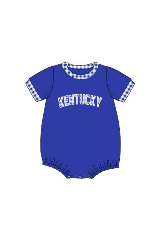 The Smocked Flamingo Apparel & Accessories Pre-Order Kentucky Blue Gingham Knit Bubble