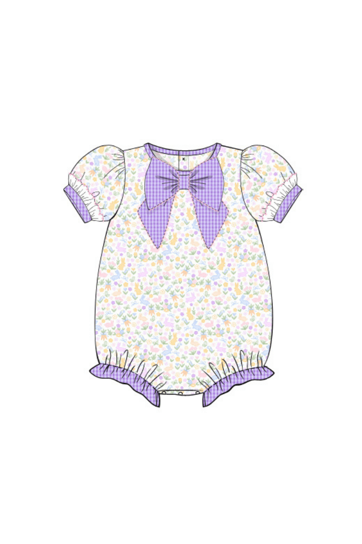 The Smocked Flamingo Apparel & Accessories Pre-Order Lavender Bow Floral Bubble