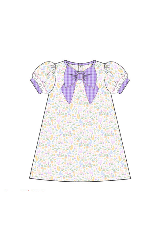 The Smocked Flamingo Apparel & Accessories Pre-Order Lavender Bow Floral Dress