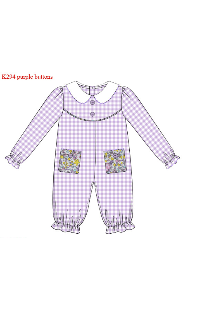 The Smocked Flamingo Apparel & Accessories Pre-Order Lavender Gingham Floral Knit Romper