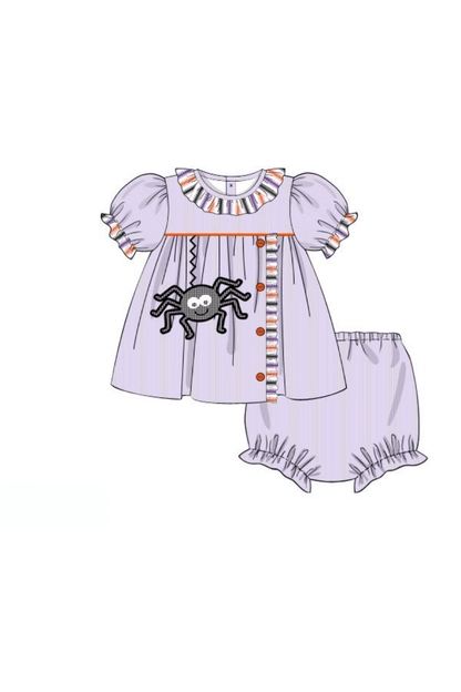 The Smocked Flamingo Apparel & Accessories Pre-Order Lavender Spider Bloomer Set