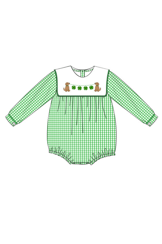 The Smocked Flamingo Apparel & Accessories Pre-Order Lucky Dog Embroidered Bib Bubble