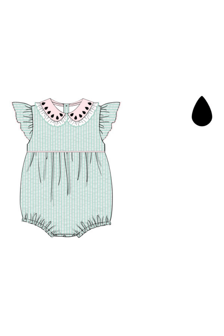 The Smocked Flamingo Apparel & Accessories Pre-Order Mint Seersucker Watermelon Bubble