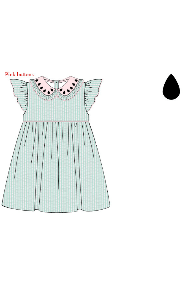 The Smocked Flamingo Apparel & Accessories Pre-Order Mint Seersucker Watermelon Dress