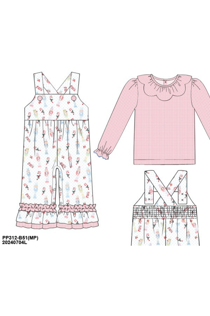 The Smocked Flamingo Apparel & Accessories Pre-Order Nutcracker Gingham Knit Ruffle Romper