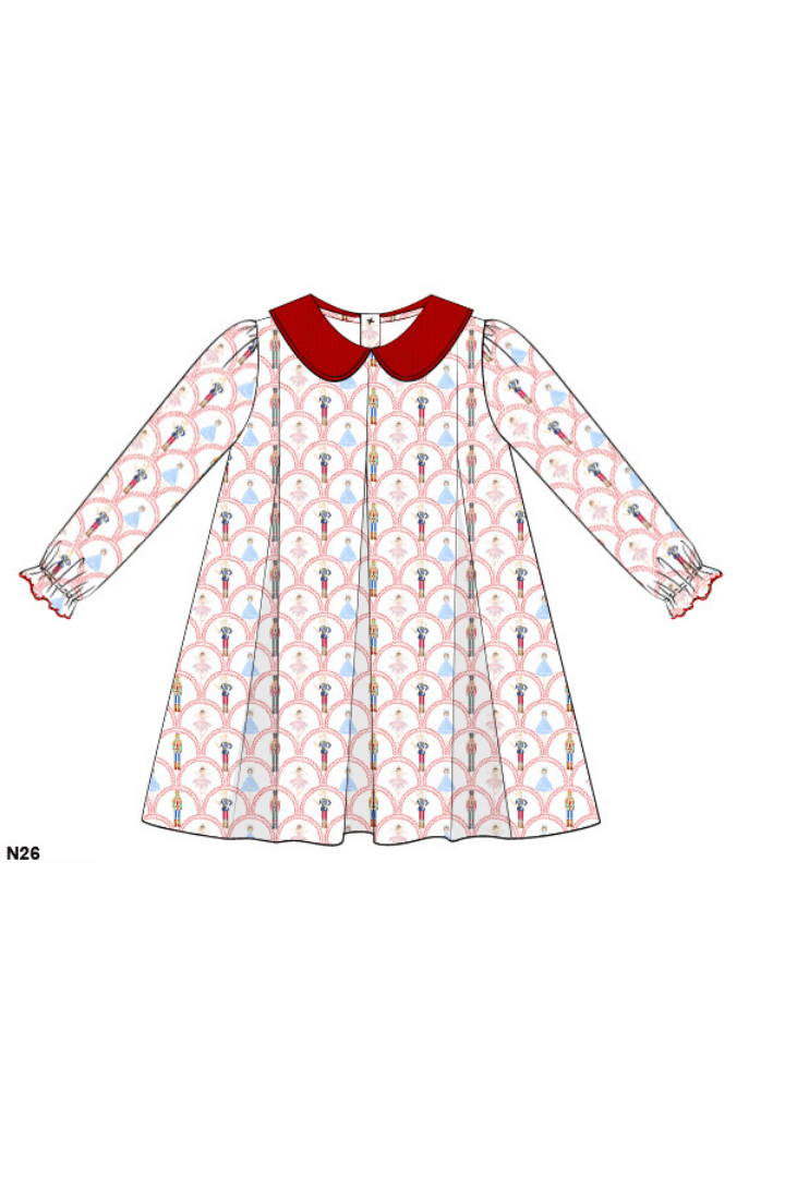 The Smocked Flamingo Apparel & Accessories Pre-Order Nutcracker Knit and Red Velvet Dress