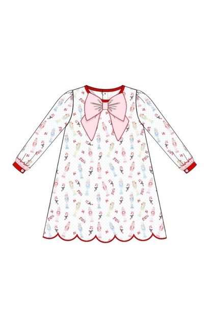 The Smocked Flamingo Apparel & Accessories Pre-Order Nutcracker Knit Bow Dress