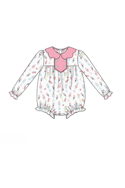 The Smocked Flamingo Apparel & Accessories Pre-Order Nutcracker Pink Corduroy Scalloped Bubble